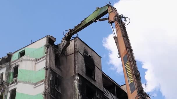 Démolition Immeuble Grande Hauteur Effondrement Immeuble Résidentiel Travaux Démolition Appartements — Video