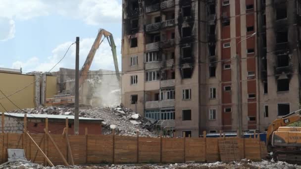 Grattacielo Residenziale Dopo Forte Incendio Appartamenti Balconi Sono Stati Distrutti — Video Stock