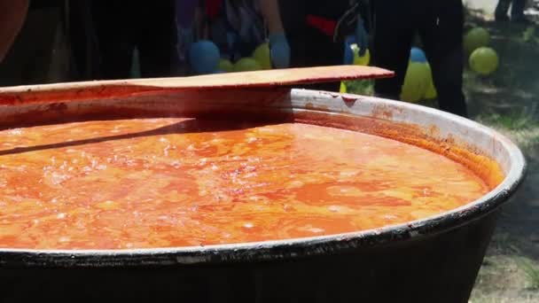 Tomato Soup Pasta Dish Polish Cuisine Hot Zupa Pomidorowa Large — Stock Video