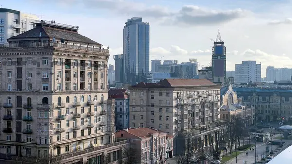 Top View Khreshchatyk Street Independence Square City Kyiv Capital Ukraine Stock Image