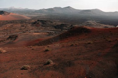 Kanarya adası Lanzarote, Mars, çöldeki dramatik ay manzarası