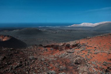 Kanarya adası Lanzarote, Mars, çöldeki dramatik ay manzarası