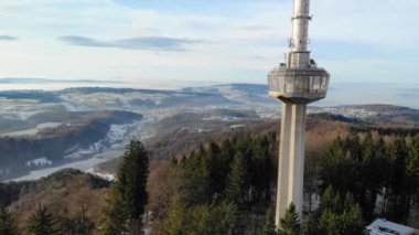 Uetliberg TV tower used for radio and TV transmission. A freestanding concrete tower on mount Uetliberg, near Zrich. Generally not accessible to the public.