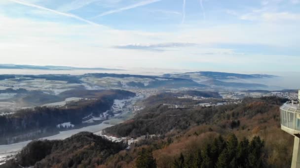 Drone View Reusstal Uetliberg Tower Used Radio Transmission Freestanding Concrete — Stock video