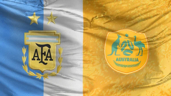 アファイイ レイヤン カタール 2022年11月30日 アルゼンチン代表とオーストラリア代表の波状の旗 コンセプト Fifaワールドカップ16回戦 — ストック写真