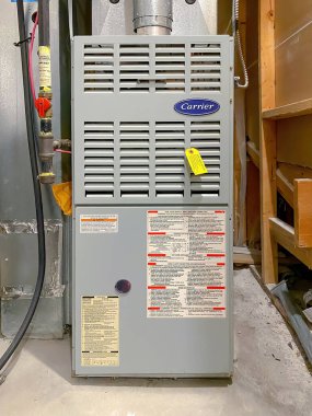 Calgary, Alberta, Kanada. 6 Ocak 2023. Taşıyıcı fırın 58PAV Gaz Ocağı. Kavram: Kazan onarımı.