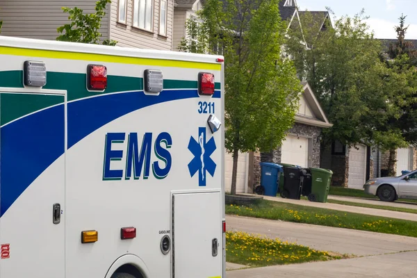 Calgary Alberta Canada May 2023 Close Ems Logo Ambulance — Stock Photo, Image