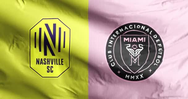 Miami Florida Usa Augusti 2023 Flagga Inter Miami Mot Nashville — Stockvideo