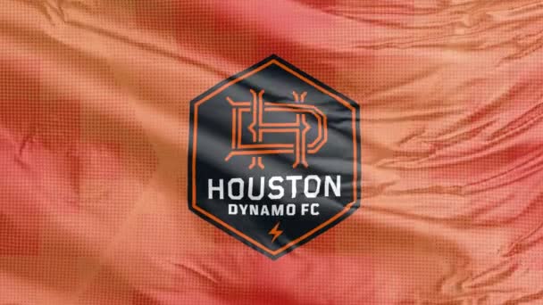 カルガリー アルバータ カナダ 2023年8月24日 ヒューストン ダイナモFcのサッカークラブの旗 コンセプト ヒューストンに拠点を置くアメリカのプロサッカークラブ メジャーリーグ サッカー — ストック動画