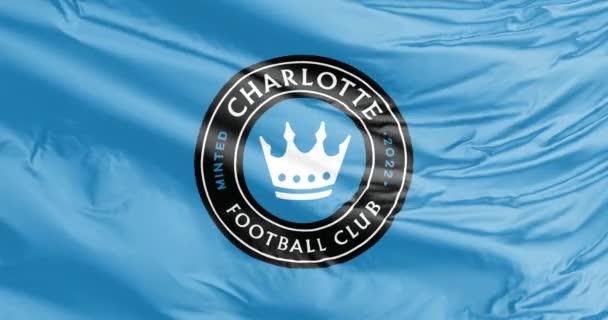 Charlotte Karolina Północna Stany Zjednoczone Sierpnia 2023 Flaga Klubu Piłkarskiego — Wideo stockowe