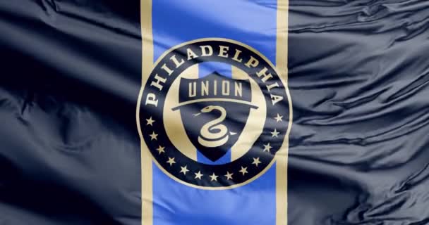 Philadelphia Pennsylvania Spojené Státy Srpna2023 Mávání Vlajka Philadelphia Union Soccer — Stock video