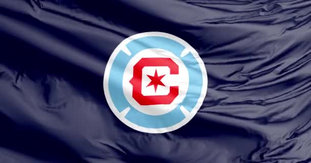 Chicago Illinois Usa Augusti 2023 Viftande Flagga Chicago Fire Amerikansk — Stockvideo