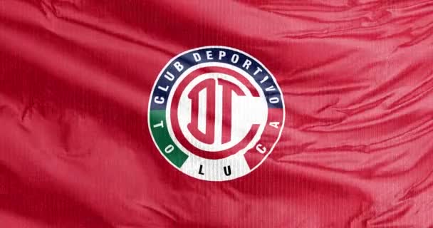 墨西哥托洛卡2023年8月31日墨西哥足球俱乐部Deportivo Toluca的一面摇曳的旗帜 在墨西哥足球顶级联赛Liga Mx中比赛 — 图库视频影像