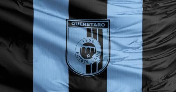 墨西哥Quertaro市 2023年8月31日Quertaro 的一面飘扬的旗帜墨西哥职业足球俱乐部White Roosters参加了Liga Mx的比赛 — 图库视频影像