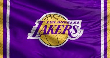 Los Angeles, Kaliforniya, Birleşik Devletler. Sep 19, 2023. El sallayan bir bayrak Los Angeles Lakers. Amerikan profesyonel basketbol takımı..