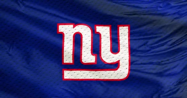 美国新泽西州 东卢瑟福 2023年9月21日美国职业足球队纽约巨人队的一面挥动的队旗标志 — 图库视频影像