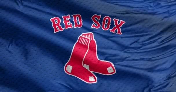 Бостон Массачусетс Сша Сентября 2023 Года Размахивая Флагом Логотипа Команды — стоковое видео
