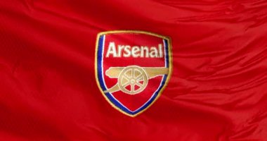 Highbury, Londra, İngiltere. 21 Eylül 2023. Arsenal F.C. ile sallanan bir bayrak. Holloway, Kuzey Londra merkezli bir İngiliz profesyonel futbol kulübü.. 