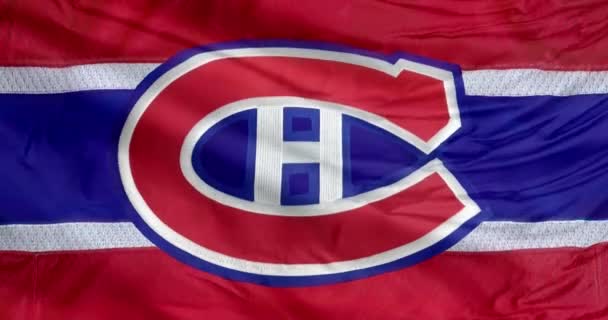 Монреаль Канада Вересня 2023 Махаючий Прапор Монреаль Канадієнс Професійна Хокейна — стокове відео