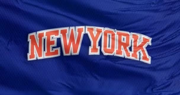 2023年9月22日美国职业篮球队纽约尼克斯队挥动的旗帜 — 图库视频影像