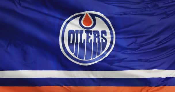 Edmonton Alberta Kanada Sep 2023 Edmonton Oilers Sallayan Bayrağı Batı — Stok video