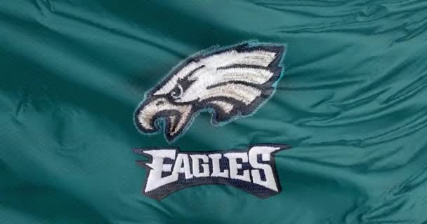 Filadelfia Pensylwania Stany Zjednoczone Września 2023 Machająca Flaga Philadelphia Eagles — Wideo stockowe
