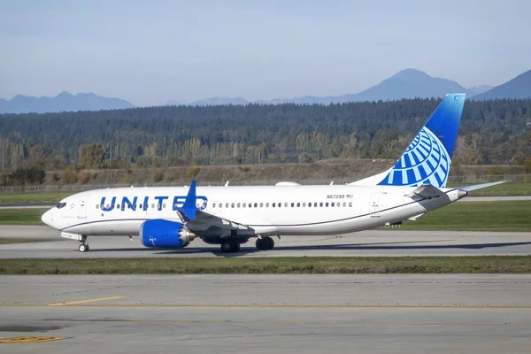 Ванкувер Британська Колумбія Канада Листопада 2023 Літак United Airlines Міжнародному Стокова Картинка