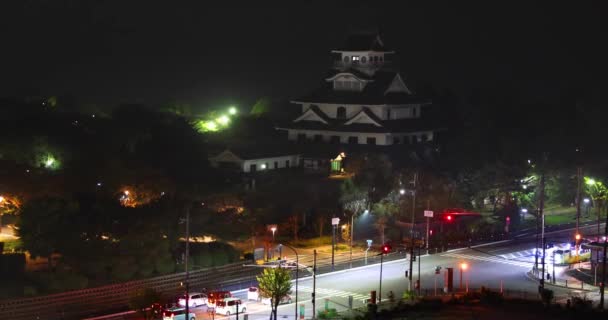 Nagahama Prefektura Shiga Japonsko Listopadu2023 Hrad Nagahama Noci Hirashiro Který — Stock video