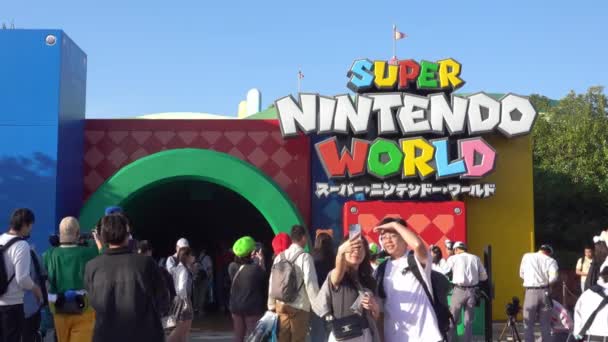 Ósaka Japonsko Listopadu2023 Hlavní Vchod Světa Super Nintendo Tematické Oblasti — Stock video