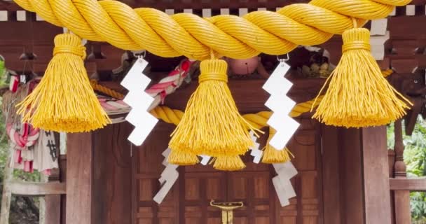 Bir Shimenawa Japonya Daki Shinto Dininde Shide Zigzag Şekilli Kağıt — Stok video