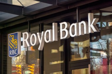Vancouver, British Columbia, Canada. Apr 6, 2024. A Royal Bank of Canada sign at a branch downtown. clipart