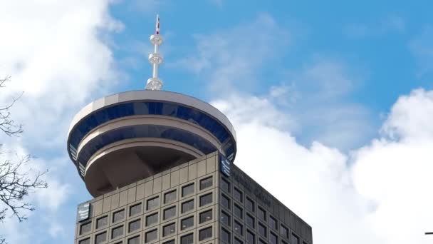 Vancouver British Columbia Kanada Aralık 2024 Liman Merkezi Binasının Tepesi — Stok video