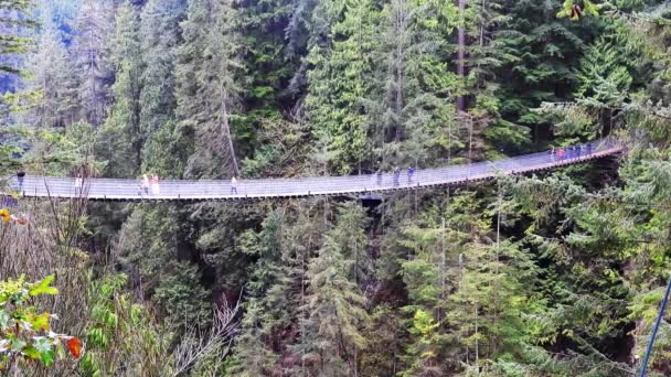 Vancouver Kolumbia Brytyjska Kanada Kwietnia 2024 Roku Ludzie Spacerujący Moście — Wideo stockowe