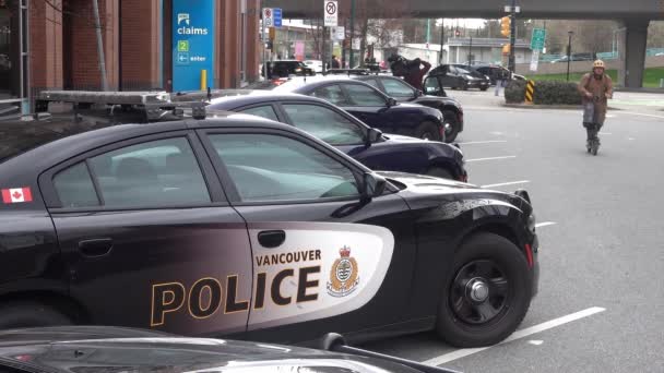 Ванкувер Британская Колумбия Канада Апреля 2024 Года Автомобиль Полицейского Департамента — стоковое видео