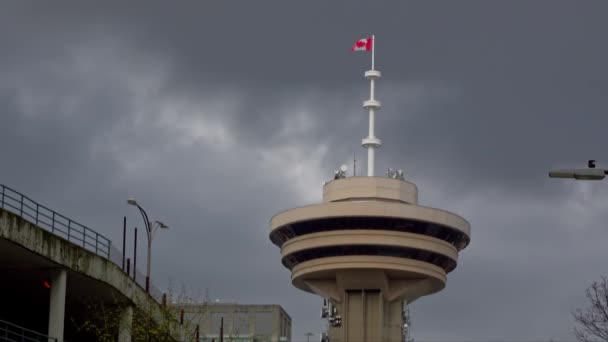 Vancouver Canada Aprile 2024 Edificio Del Harbour Centre Affaccia Grattacielo — Video Stock