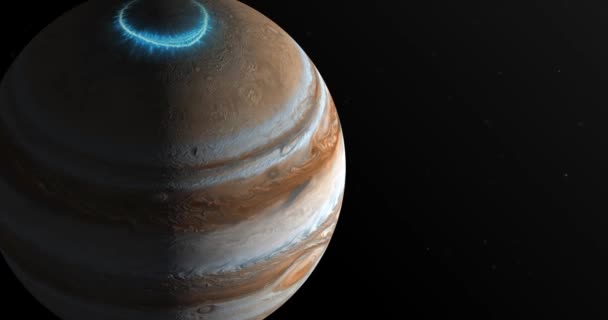 Een Animatie Die Rotatie Van Jupiter Weergeeft Met Zijn Glinsterende — Stockvideo