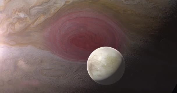 Animace Europy Jupitera Nejmenšího Čtyř Galilejských Měsíců Obíhajících Kolem Jupiteru — Stock video