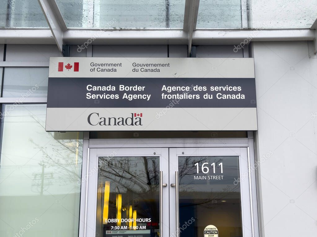 Vancouver, BC, Canada. May 2, 2024. Government of Canada, Canada Border Services Agency a federal law enforcement agency that is responsible for border control.