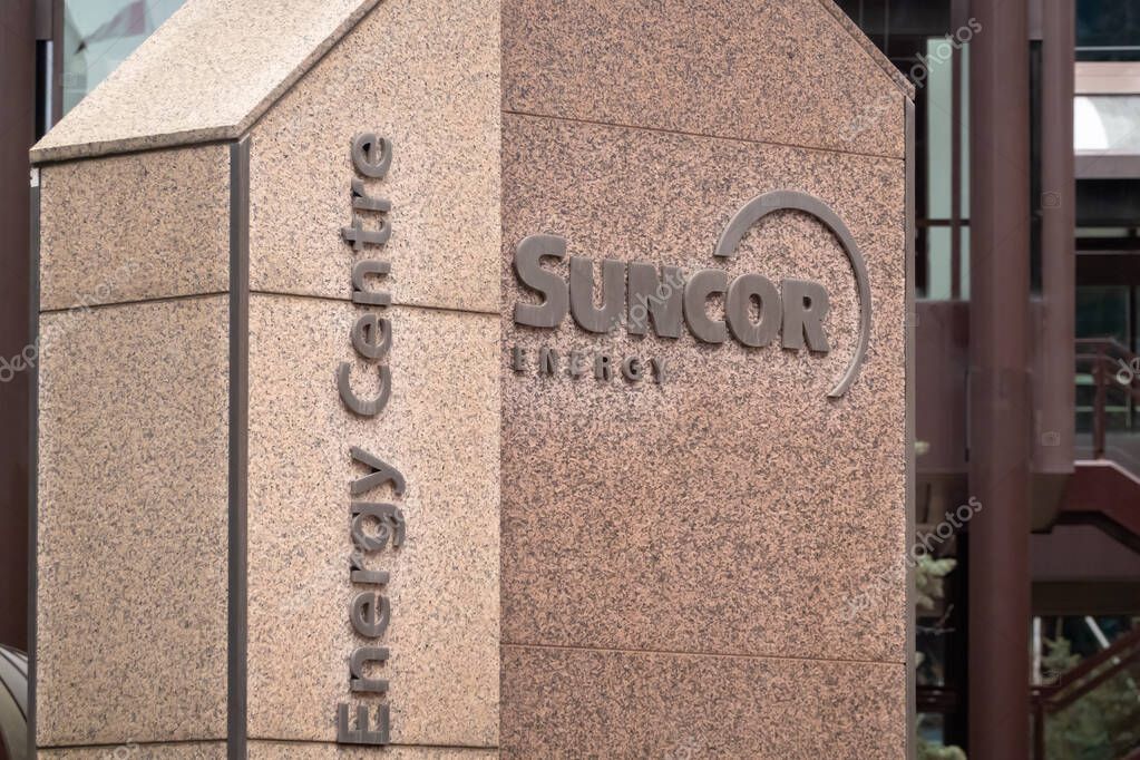 Calgary, Alberta, Canada. Apr 13, 2025. A stone pillar with 
