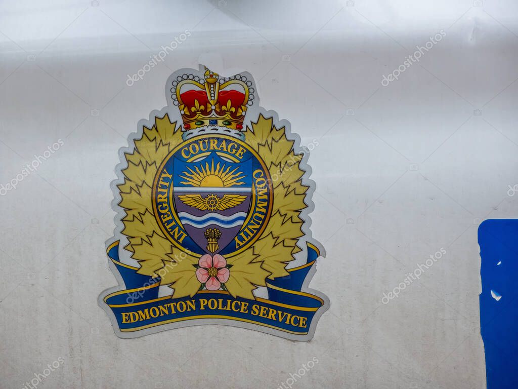 Edmonton, Alberta, Canada. May 21, 2025. The Edmonton Police Service crest stands as a symbol of duty, protection, and community safety, embodying the commitment of urban law enforcement.