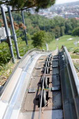 Bobsleigh Rayları 'nın bir bölümü. Yüksek kalite fotoğraf