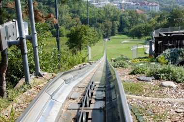 Bobsleigh Rayları 'nın bir bölümü. Yüksek kalite fotoğraf