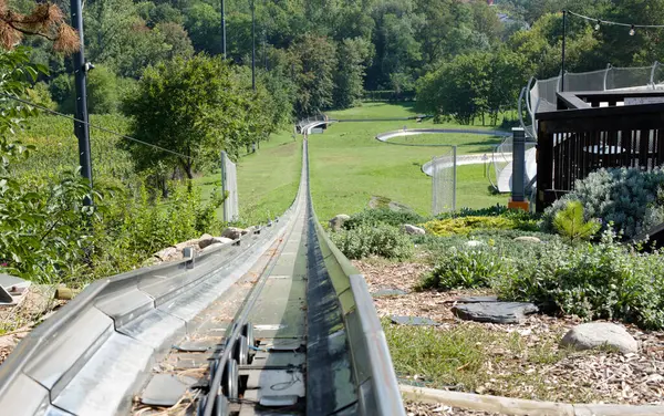 stock image Section of Bobsleigh Track Rails. High quality photo