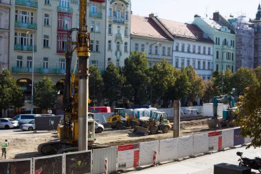 Crane 'le Şehir İnşaat Alanı. Yüksek kalite fotoğraf