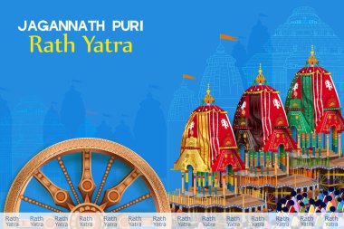 Rath Yatra Lord Jagannath festivalinin vektör illüstrasyonunu düzenlemek kolay. Hindistan 'ın Odisha şehrinde tatil arkaplanı kutlanıyor.