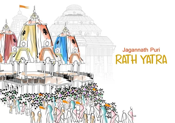 轻松编辑Rath Yatra Lord Jagannath节日背景的矢量插图 — 图库矢量图片