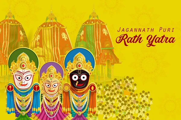 Lätt Att Redigera Vektor Illustration Rath Yatra Lord Jagannath Festival — Stock vektor
