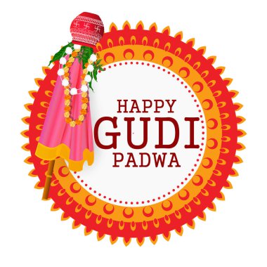 easy to edit vector illustration of Gudhi Padwa spring festival for traditional New Year for Marathi and Konkani Hindus celebrated in Maharashtra and Goa clipart