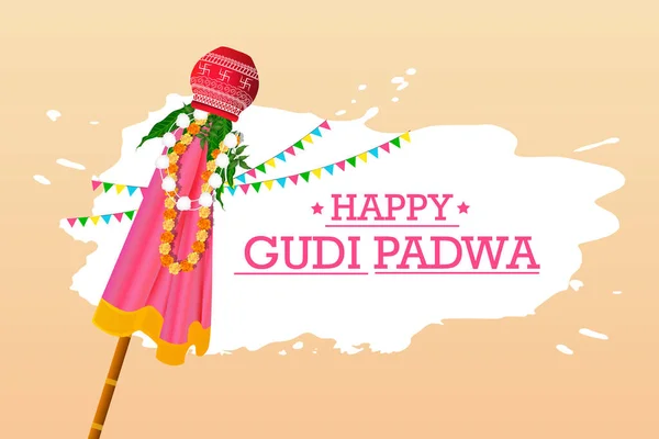 stock vector easy to edit vector illustration of Gudhi Padwa spring festival for traditional New Year for Marathi and Konkani Hindus celebrated in Maharashtra and Goa