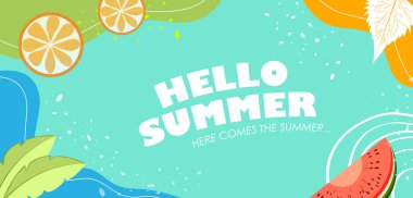 Yaz tatili için Hello Summer 'ın vektör illüstrasyonunu düzenlemek kolay